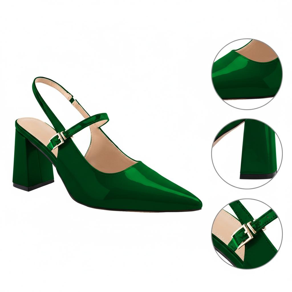 Tuhoomall Fashion Mid-Heel Sandals for Women, Elegant Office Daily Wear, Adjustable Strap, Tapered Toe Design, Comfortable Rubber Sole Tuhoomall
