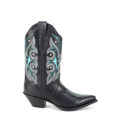 Tuhoomall Western Ankle Boots with Rhinestone Details, Faux Leather Lining, 2.36” Heel, Embroidered Design for Casual and Performance Events