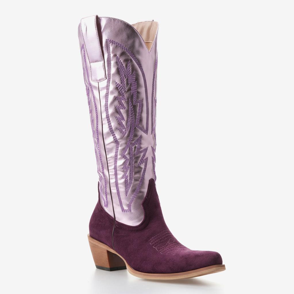 Tuhoomall Western Style Embroidered Faux Suede Ankle Boots with Chunky Heel for Travel and Casual Outings