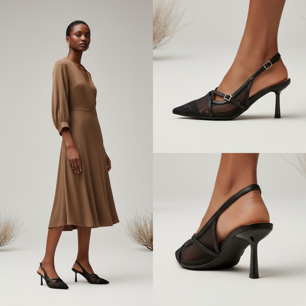 Tuhoomall Comfortable High Heel Pumps with Pointed Toe and Cat Heel, Stylish Mesh Design for Fashionable Everyday Wear Tuhoomall