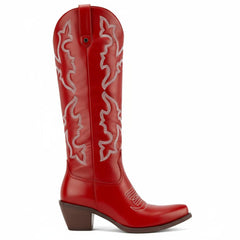Tuhoomall Western Knee-High Boots for Fashion Casual Style with Embroidered Design and Chunky Heel, Ideal for Ranch and Outdoor Activities