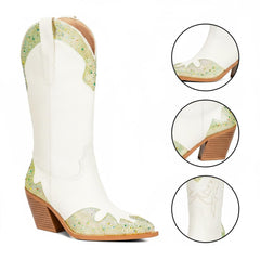 Tuhoomall Western Ankle Boots for Women, Comfortable Casual Style with Rhinestone Details, Perfect for Parties and Everyday Wear