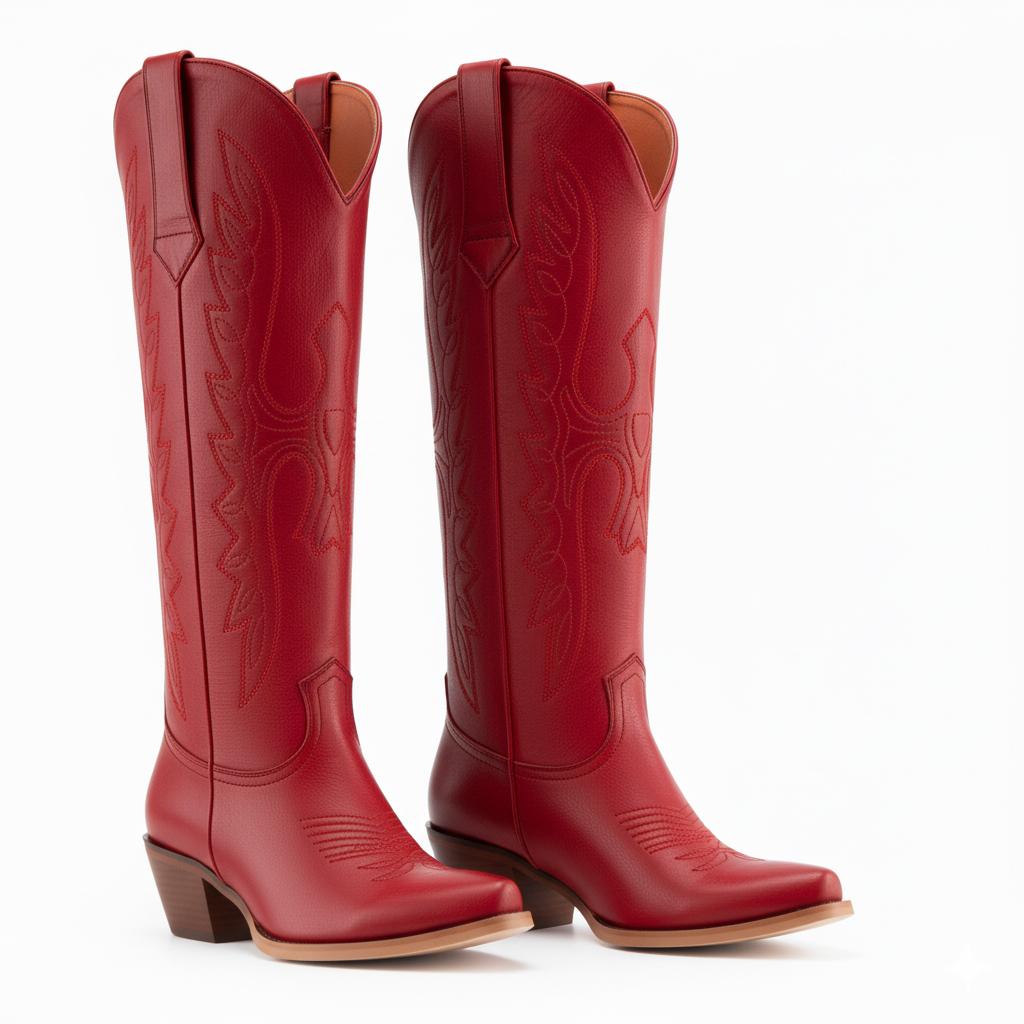 Tuhoomall Western Knee-High Boots for Women, Comfortable Suede Leather with Animal Embroidery, Perfect for Fashion and Casual Travel Activities Tuhoomall