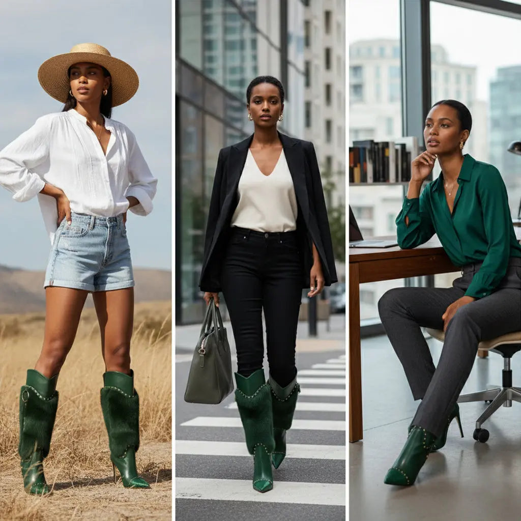 Tuhoomall Heel Fashion Boots for Women, Elegant Pointed Toe High Heels with Studs and Faux Fur, Ideal for Parties and Performances Tuhoomall