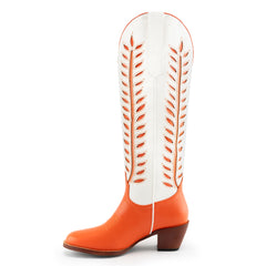 Tuhoomall Western Mid Calf Boots for Women, Embroidered Vegan Leather, Casual Chunky Heel, Spring Autumn Winter Fashion
