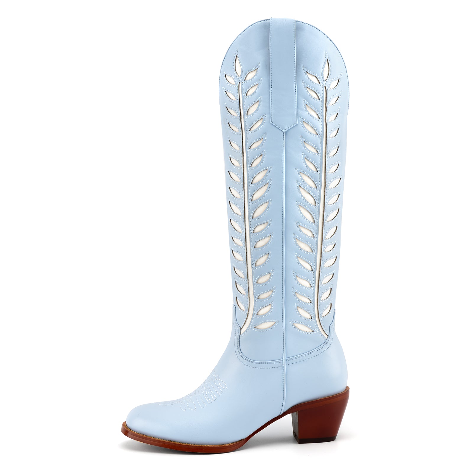 Tuhoomall Western Mid Calf Boots for Women, Embroidered Vegan Leather, Casual Chunky Heel, Spring Autumn Winter Fashion
