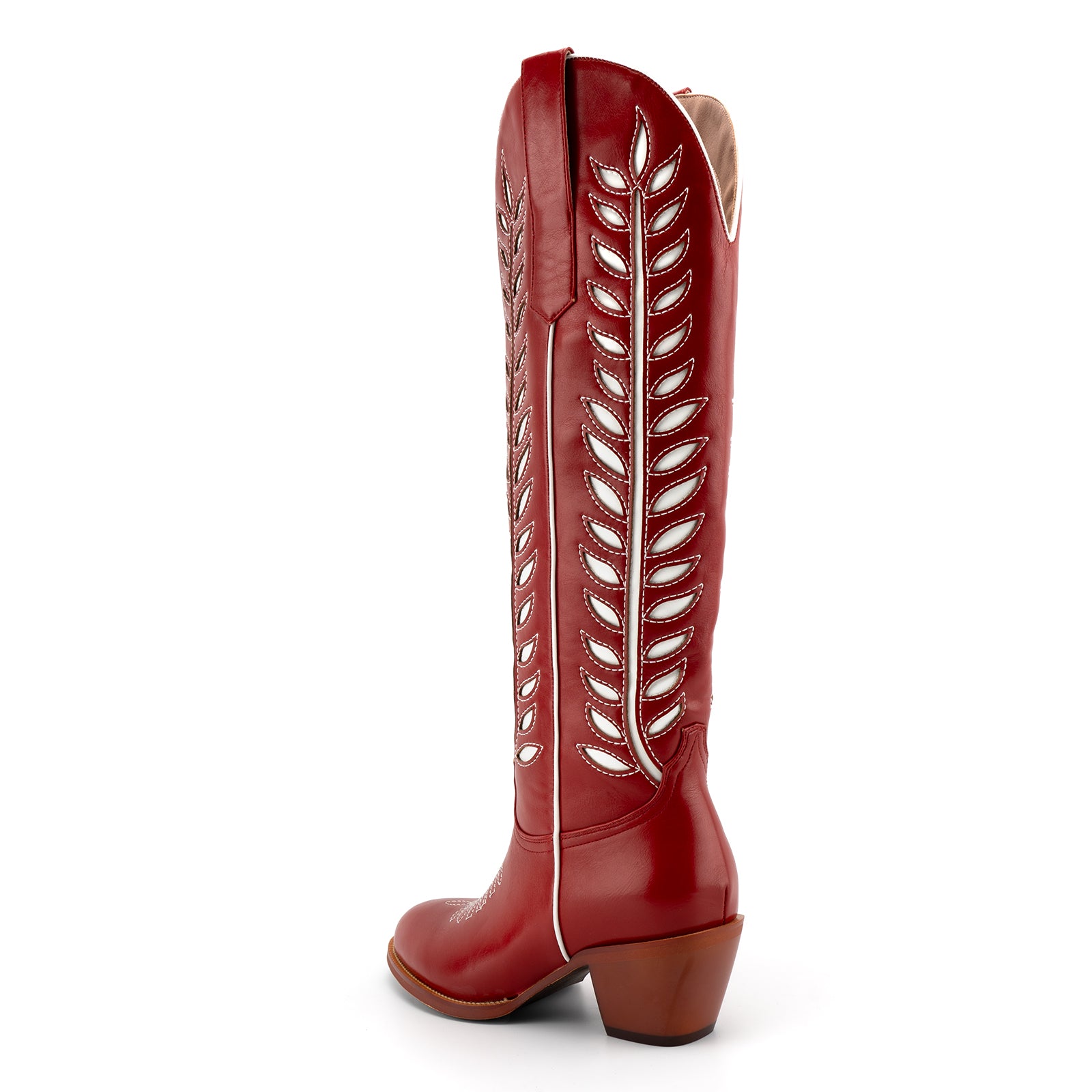 Tuhoomall Western Mid Calf Boots for Women, Embroidered Vegan Leather, Casual Chunky Heel, Spring Autumn Winter Fashion