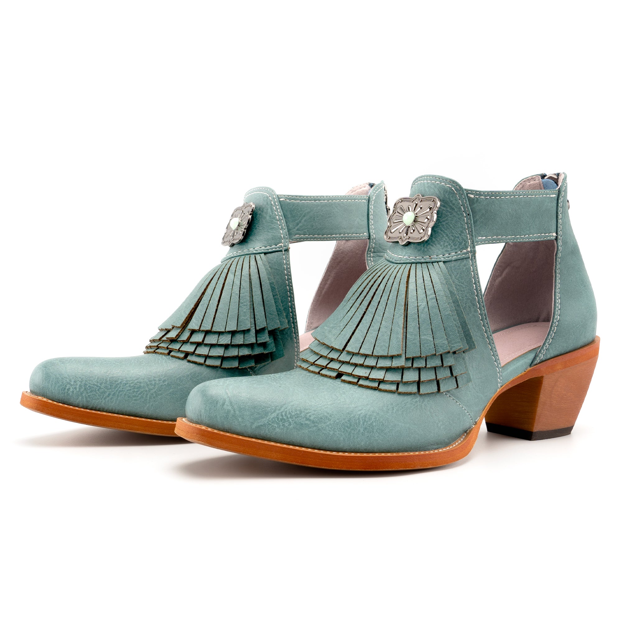 Tuhoomall Western Ankle Boots for Women with Chunky Heel, Snip-Toe, Fringe Design, Outdoor and Dance Ready, Faux Suede