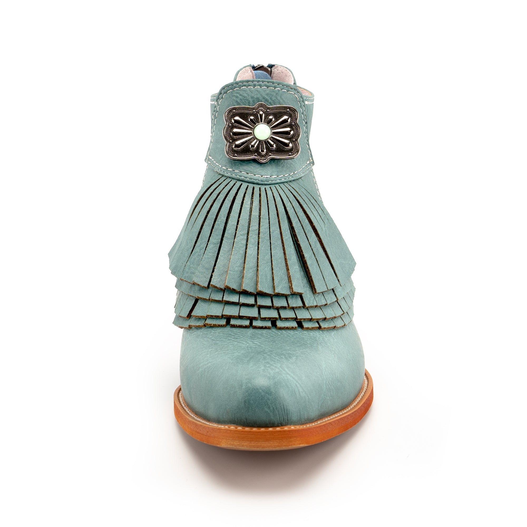 Tuhoomall Western Ankle Boots for Women with Chunky Heel, Snip-Toe, Fringe Design, Outdoor and Dance Ready, Faux Suede