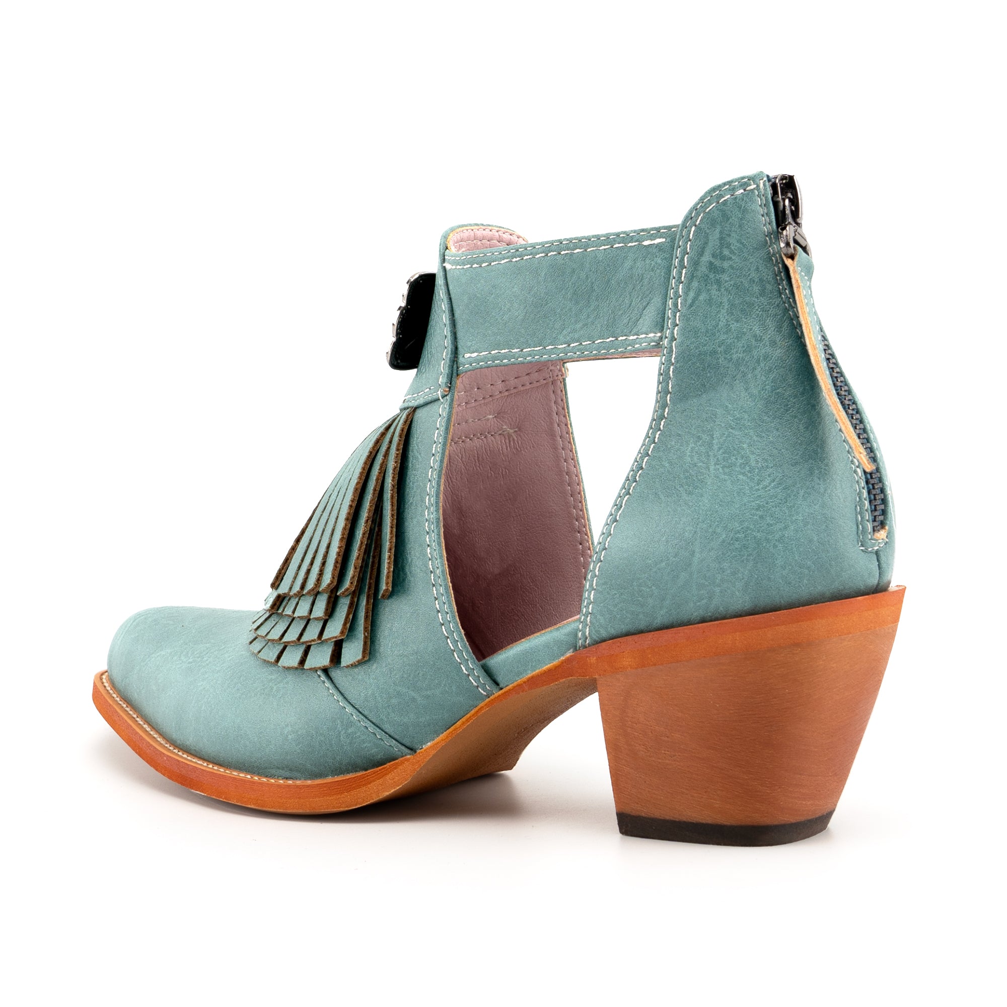 Tuhoomall Western Ankle Boots for Women with Chunky Heel, Snip-Toe, Fringe Design, Outdoor and Dance Ready, Faux Suede