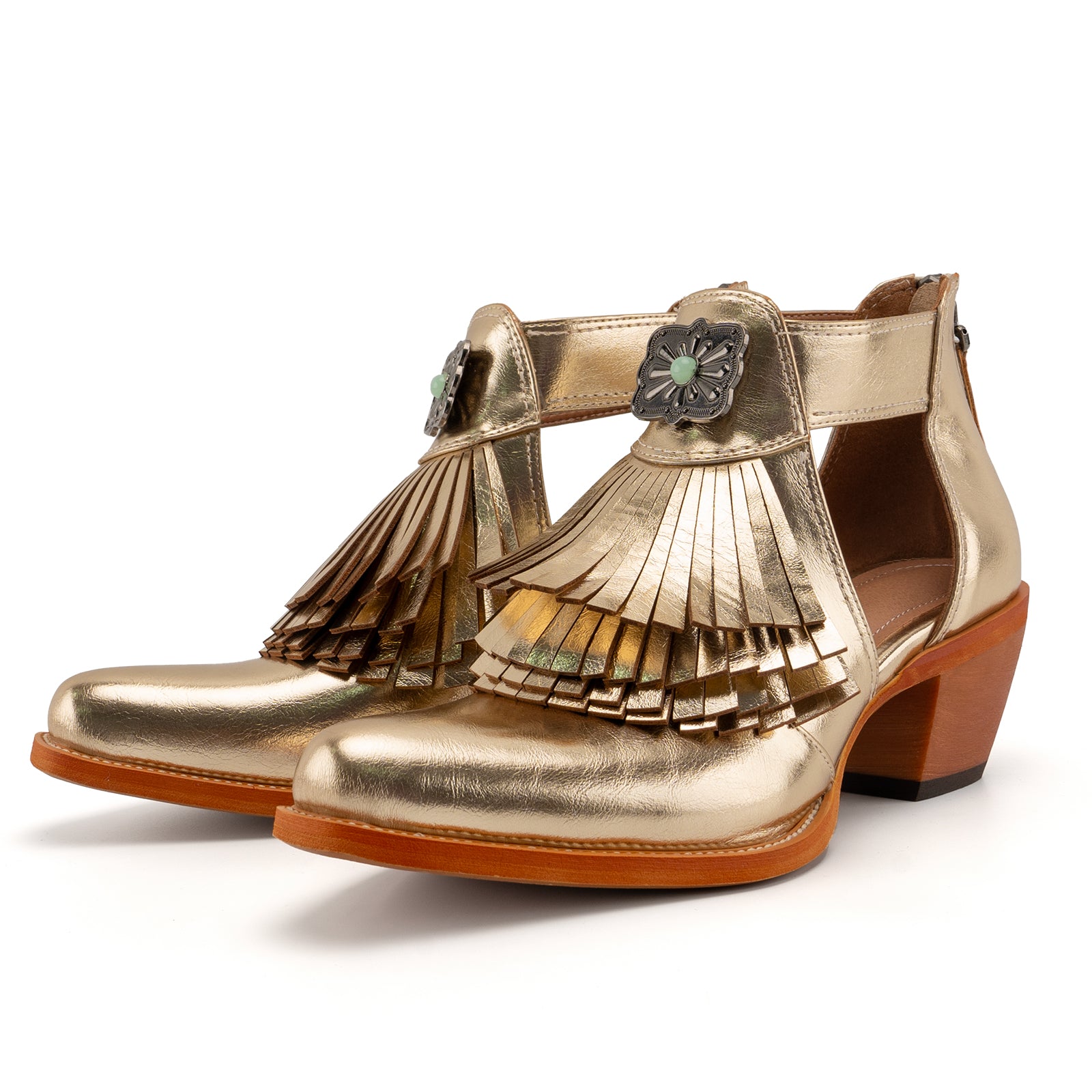 Tuhoomall Western Ankle Boots for Women with Chunky Heel, Snip-Toe, Fringe Design, Outdoor and Dance Ready, Faux Suede