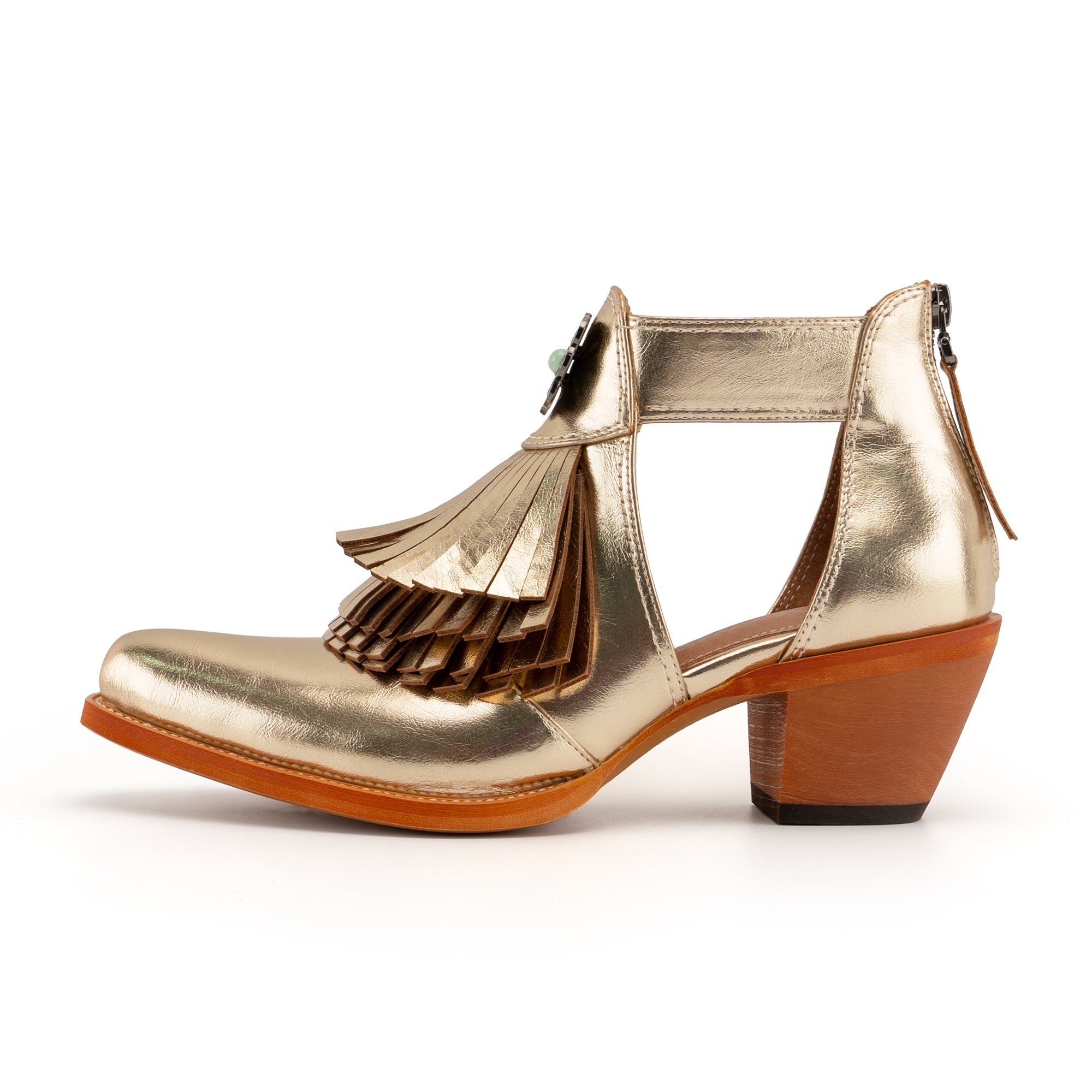 Tuhoomall Western Ankle Boots for Women with Chunky Heel, Snip-Toe, Fringe Design, Outdoor and Dance Ready, Faux Suede