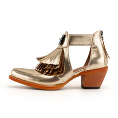 Tuhoomall Western Ankle Boots for Women with Chunky Heel, Snip-Toe, Fringe Design, Outdoor and Dance Ready, Faux Suede