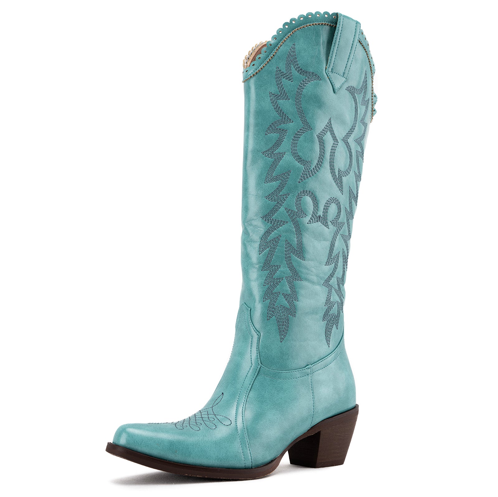 Tuhoomall Western Style Ankle Boots with Snip Toe, 1.75 in Heel, Casual Fashion, Embroidered Details, Perfect for All Seasons