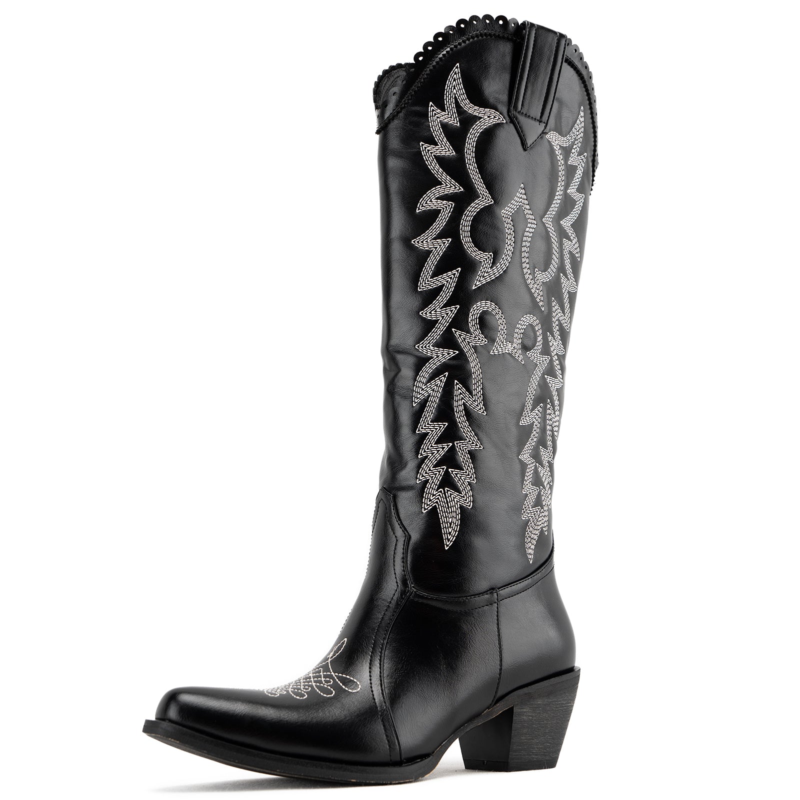 Tuhoomall Western Style Ankle Boots with Snip Toe, 1.75 in Heel, Casual Fashion, Embroidered Details, Perfect for All Seasons