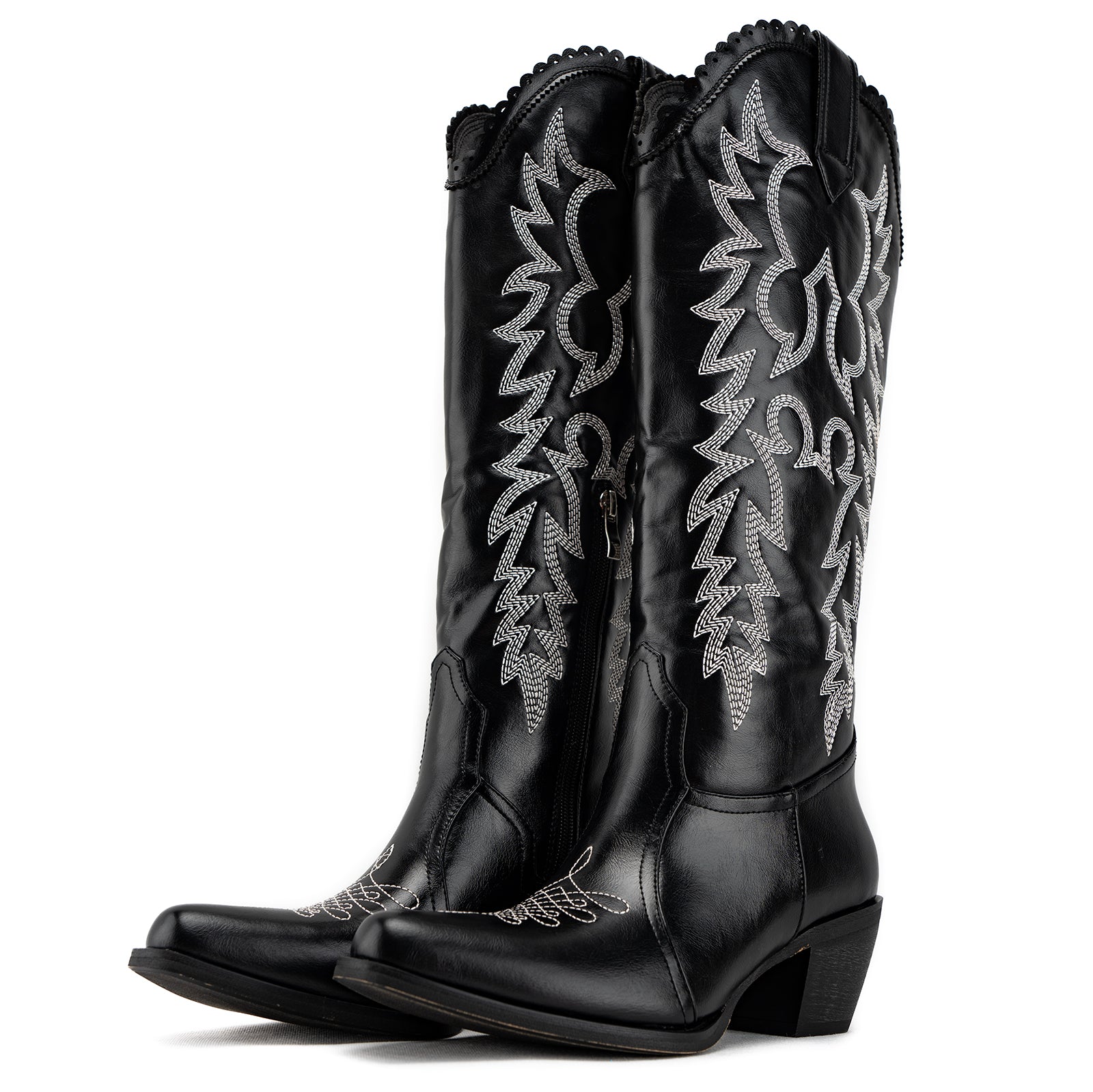 Tuhoomall Western Style Ankle Boots with Snip Toe, 1.75 in Heel, Casual Fashion, Embroidered Details, Perfect for All Seasons