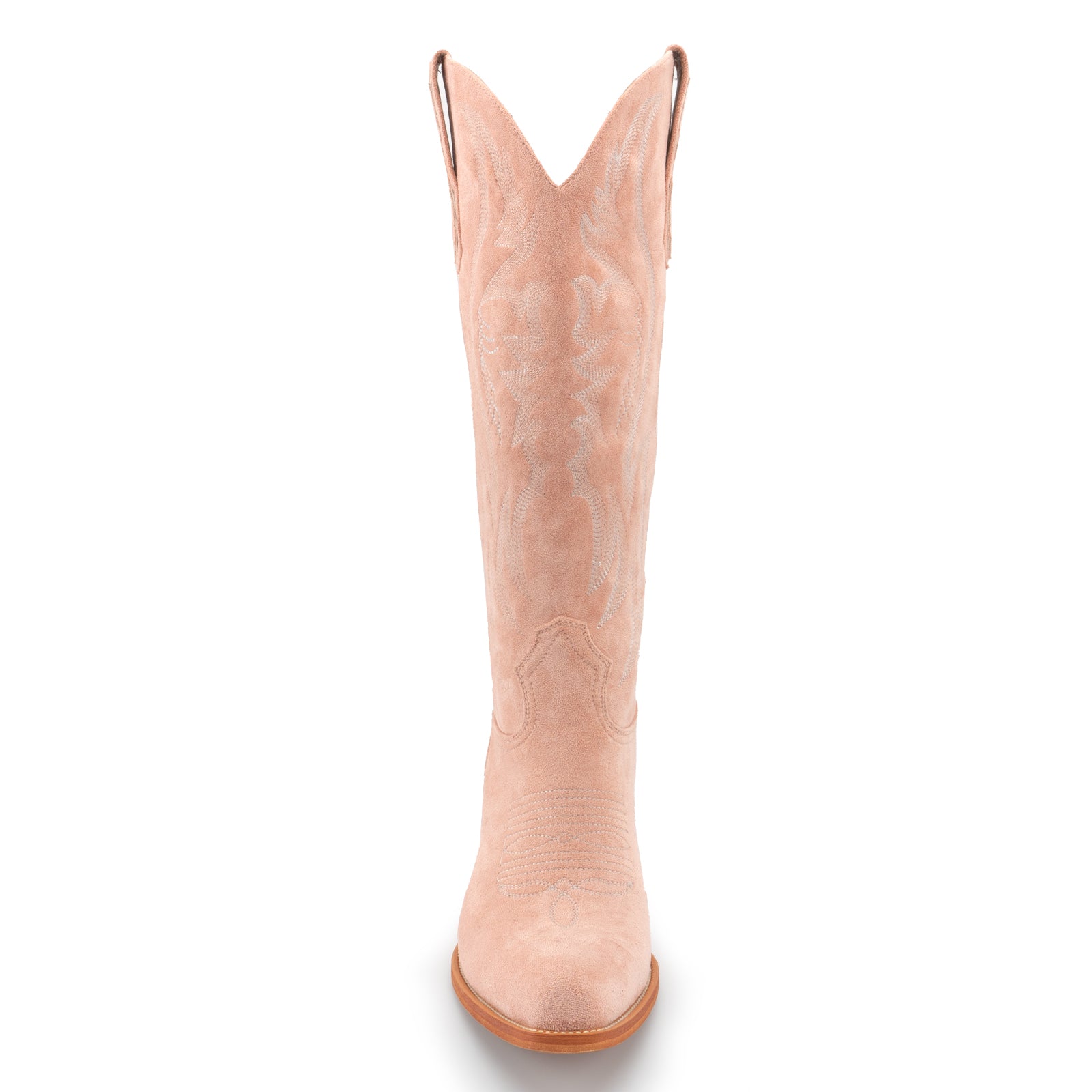 Tuhoomall Western Embroidered Pointed Toe Chunky Heel Slip-On Mid Calf Boots for Women, Retro Casual Style, Perfect for Weddings and Everyday Wear