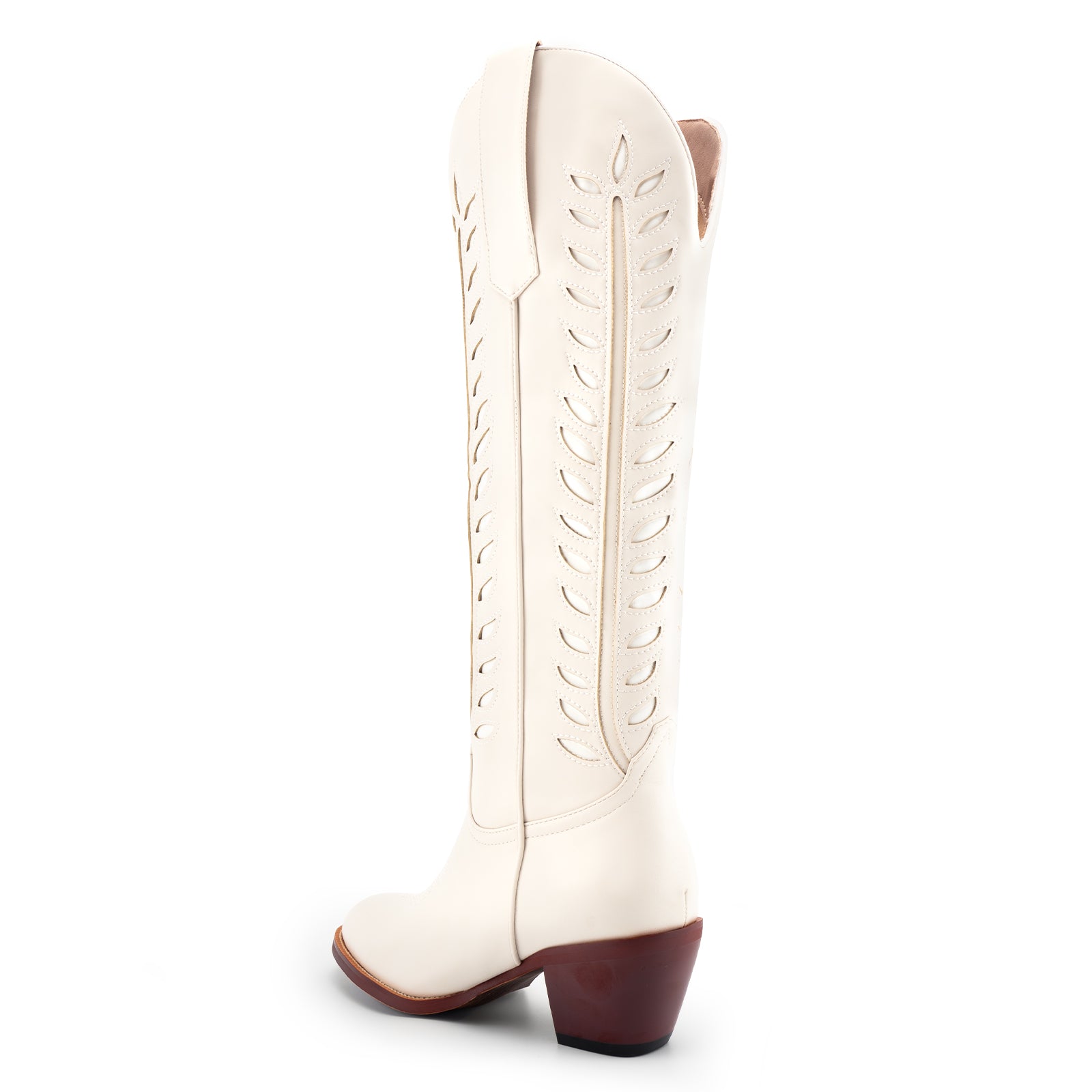 Tuhoomall Western Mid Calf Boots for Women, Embroidered Vegan Leather, Casual Chunky Heel, Spring Autumn Winter Fashion
