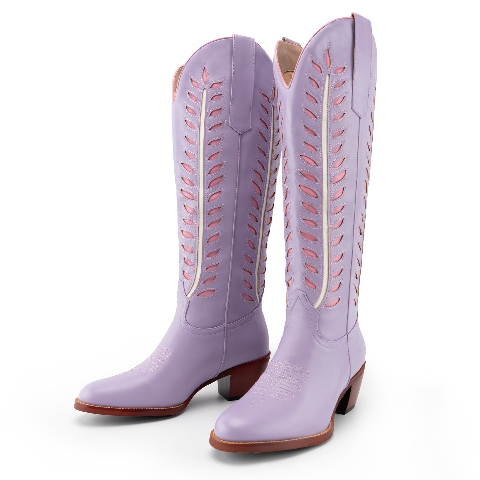 Tuhoomall Western Mid Calf Boots for Women, Embroidered Vegan Leather, Casual Chunky Heel, Spring Autumn Winter Fashion