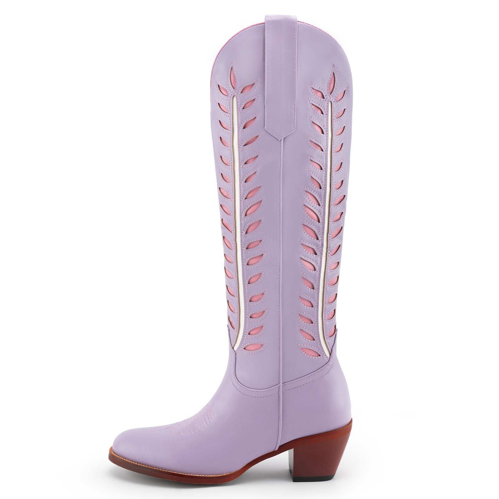 Tuhoomall Western Mid Calf Boots for Women, Embroidered Vegan Leather, Casual Chunky Heel, Spring Autumn Winter Fashion