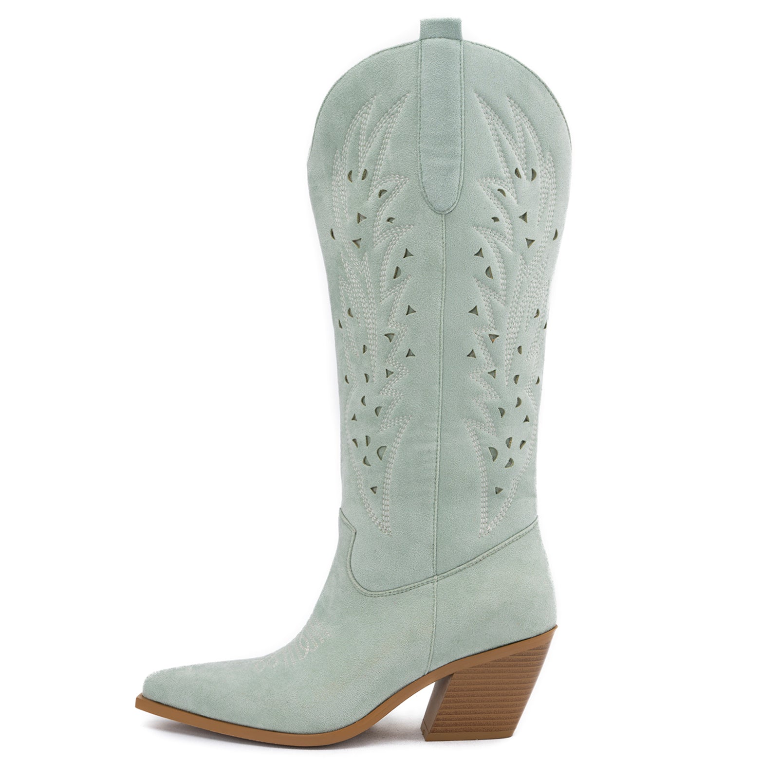 Tuhoomall Western Knee-High Boots For Women With Embroidery And Zipper, Chunky Heel For Travel, Outdoor, Fashion Casual, Party And Dance