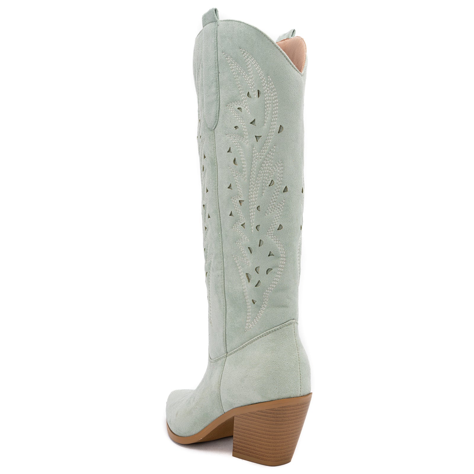 Tuhoomall Western Knee-High Boots For Women With Embroidery And Zipper, Chunky Heel For Travel, Outdoor, Fashion Casual, Party And Dance