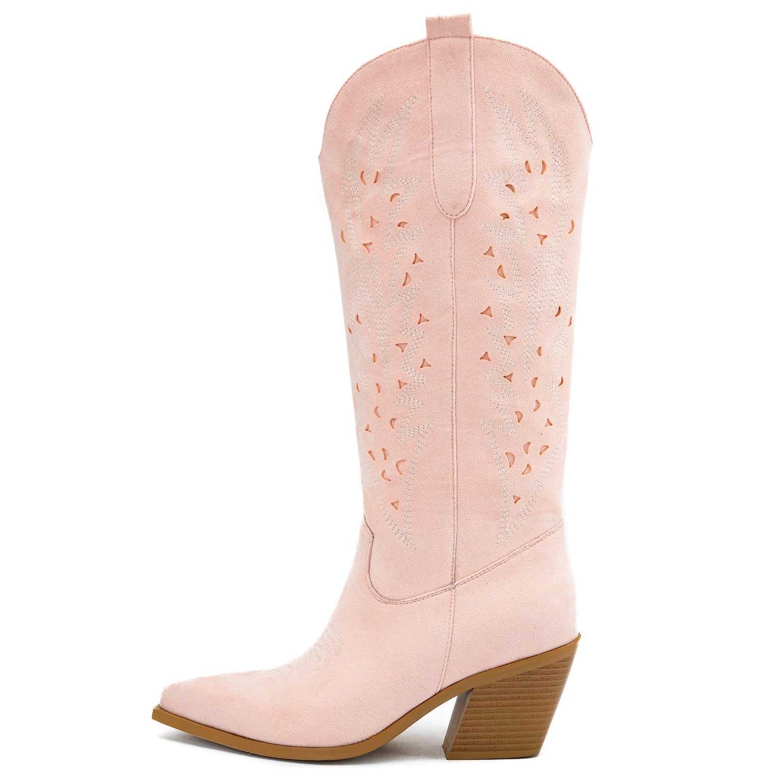 Tuhoomall Western Knee-High Boots For Women With Embroidery And Zipper, Chunky Heel For Travel, Outdoor, Fashion Casual, Party And Dance