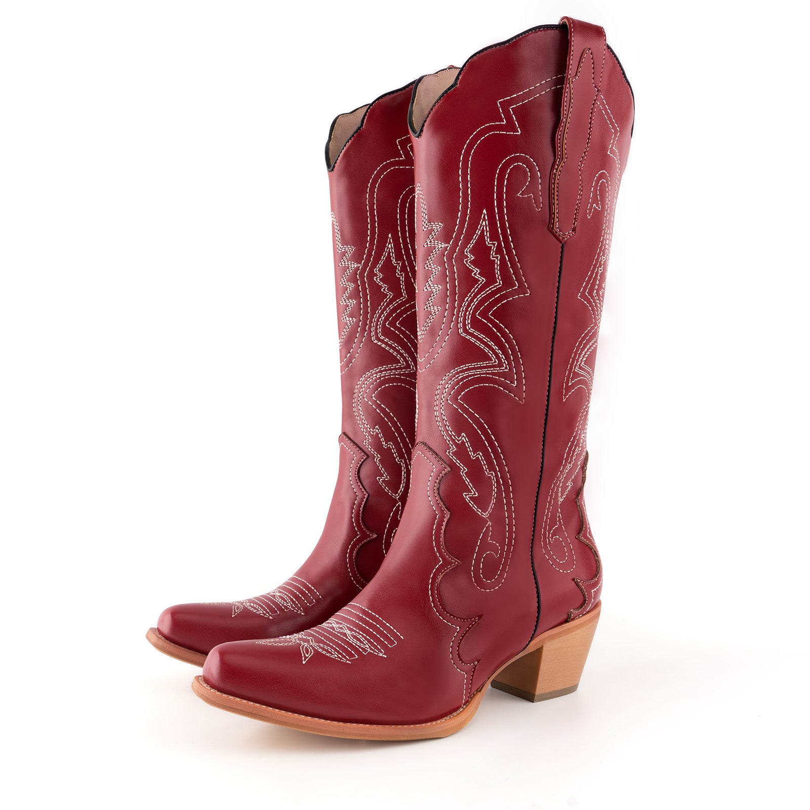Tuhoomall Western Cowgirl Boots, Embroidered Mid Calf Boot, Casual & Party Style, Chunky Heel, Zipper Closure