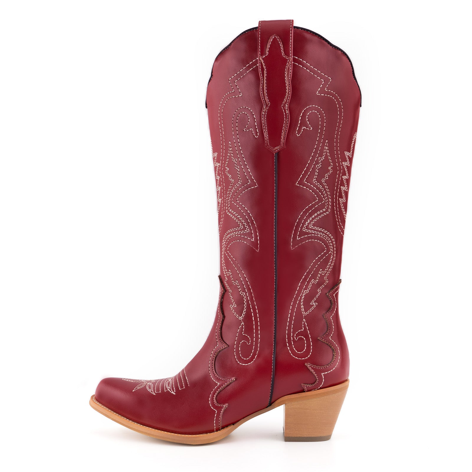 Tuhoomall Western Cowgirl Boots, Embroidered Mid Calf Boot, Casual & Party Style, Chunky Heel, Zipper Closure