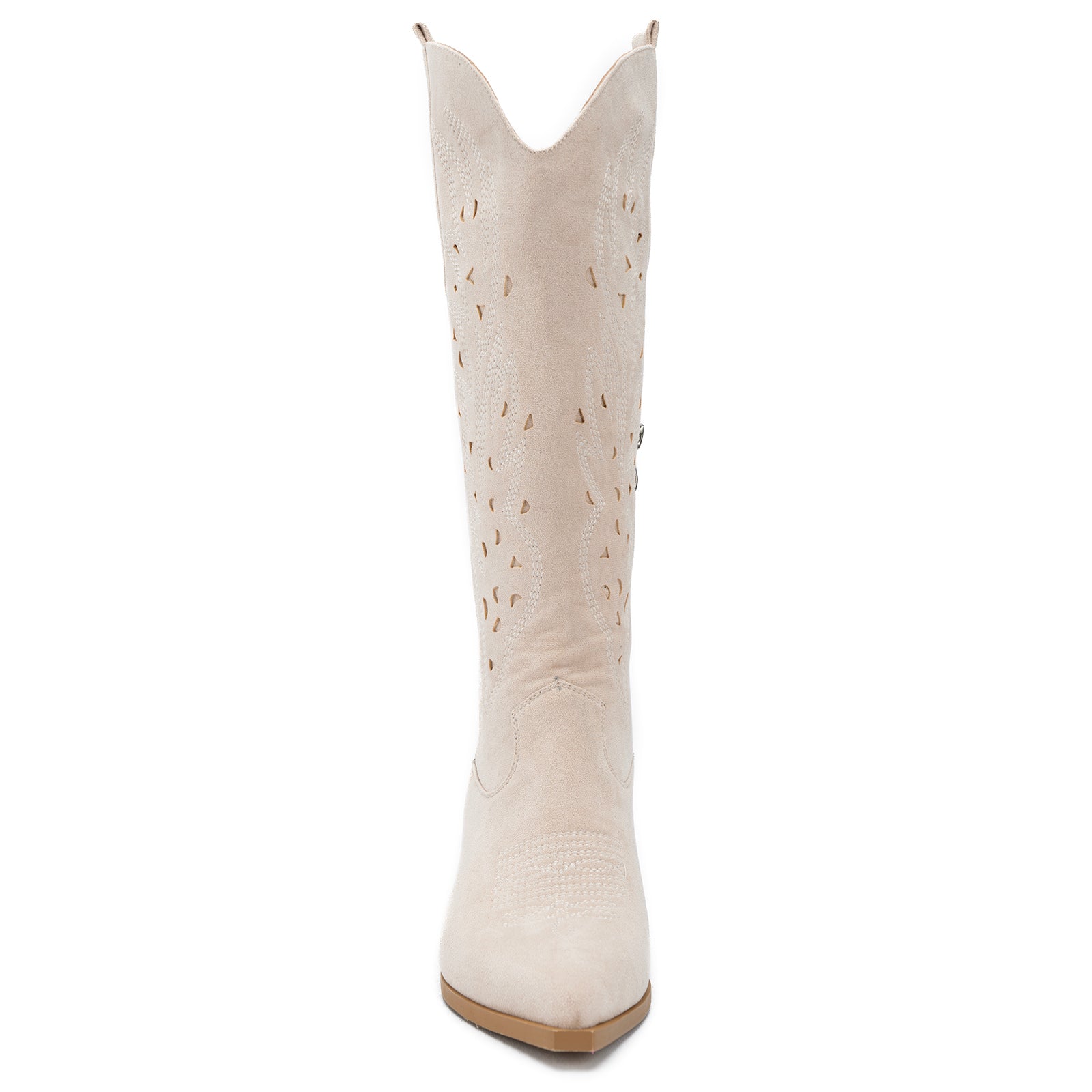 Tuhoomall Western Knee-High Boots For Women With Embroidery And Zipper, Chunky Heel For Travel, Outdoor, Fashion Casual, Party And Dance
