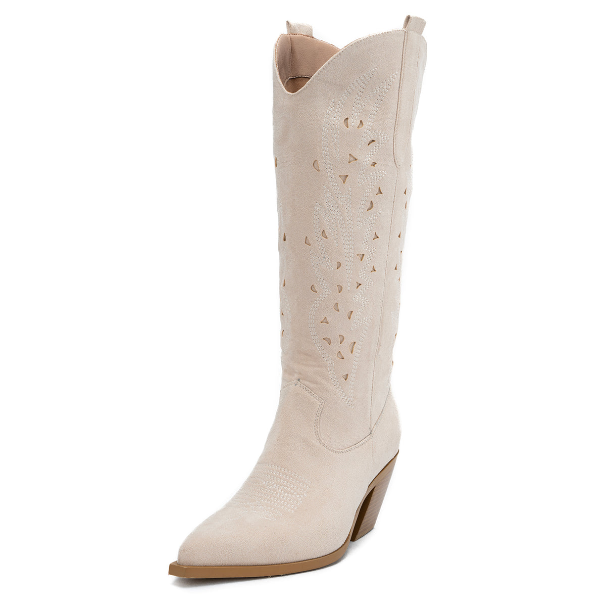 Tuhoomall Western Knee-High Boots For Women With Embroidery And Zipper, Chunky Heel For Travel, Outdoor, Fashion Casual, Party And Dance