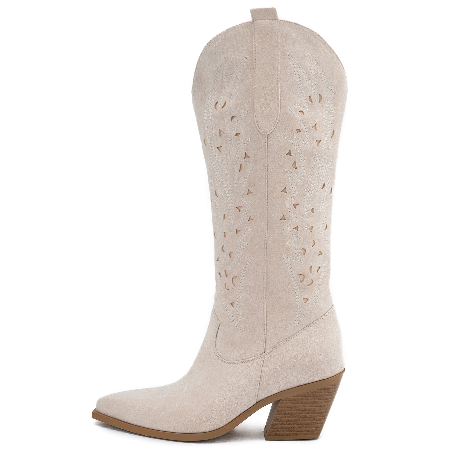 Tuhoomall Western Knee-High Boots For Women With Embroidery And Zipper, Chunky Heel For Travel, Outdoor, Fashion Casual, Party And Dance