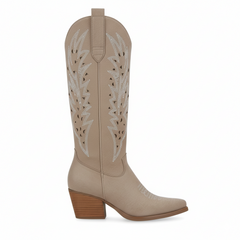 Tuhoomall Western Knee-High Boots For Women With Embroidery And Zipper, Chunky Heel For Travel, Outdoor, Fashion Casual, Party And Dance