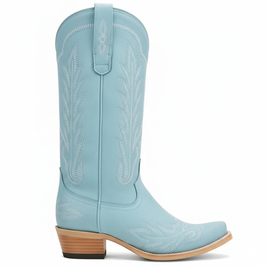 Tuhoomall Embroidered Mid-Calf Ankle Boots for Women | Stylish 5cm Block Heels, Slip-On Design for Parties and Casual Wear Tuhoomall