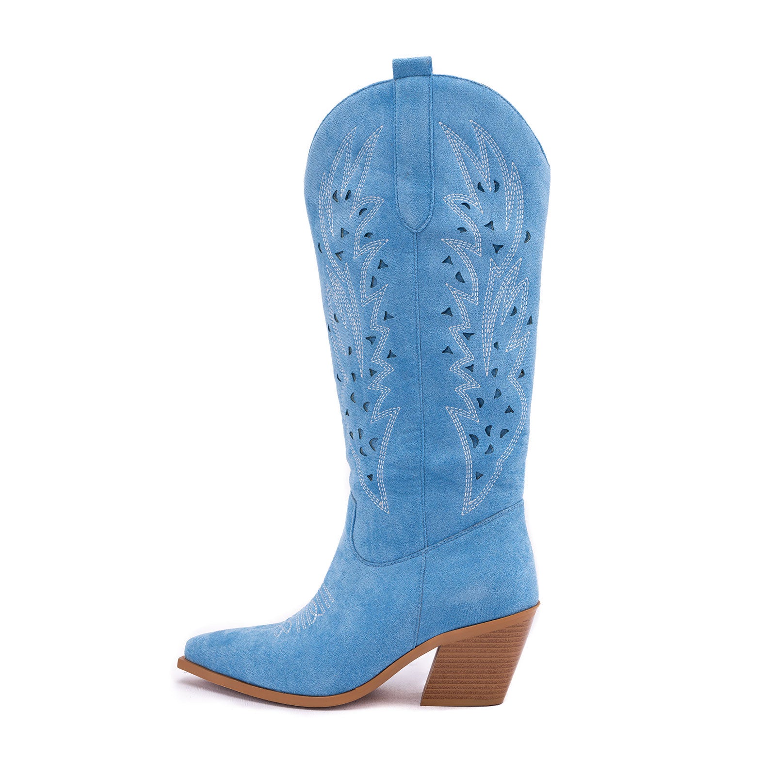 Tuhoomall Western Knee-High Boots For Women With Embroidery And Zipper, Chunky Heel For Travel, Outdoor, Fashion Casual, Party And Dance