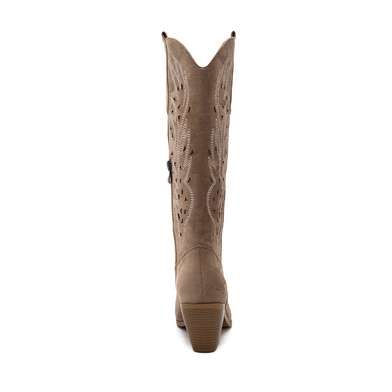Tuhoomall Western Knee-High Boots For Women With Embroidery And Zipper, Chunky Heel For Travel, Outdoor, Fashion Casual, Party And Dance