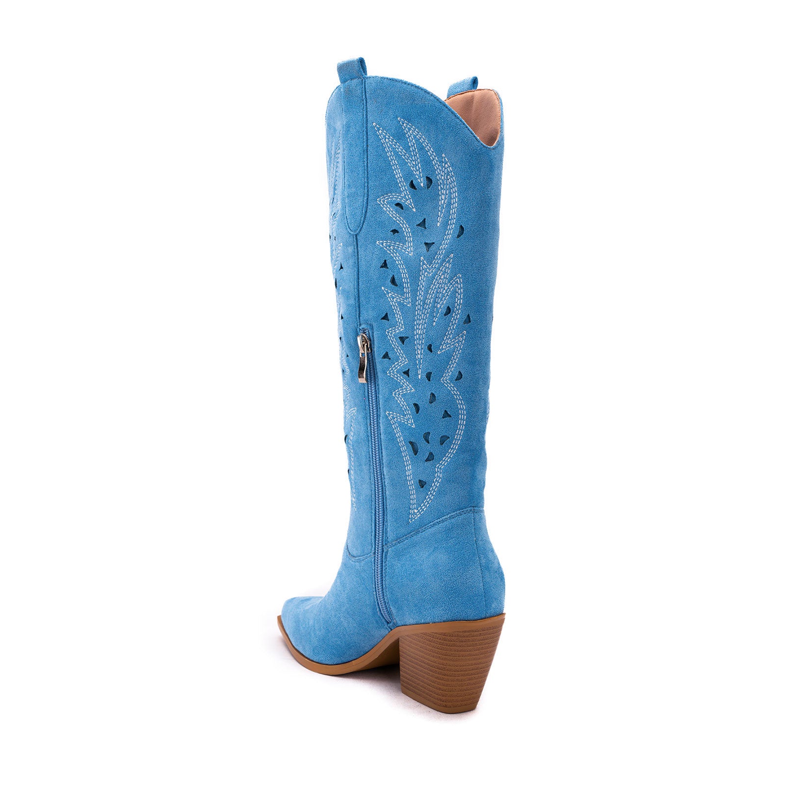 Tuhoomall Western Knee-High Boots For Women With Embroidery And Zipper, Chunky Heel For Travel, Outdoor, Fashion Casual, Party And Dance