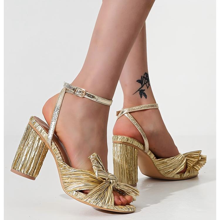 Tuhoomall Comfortable High Heel Sandals for Summer - 5cm Block Heel, Adjustable Buckle, Solid Color - Stylish Casual Footwear