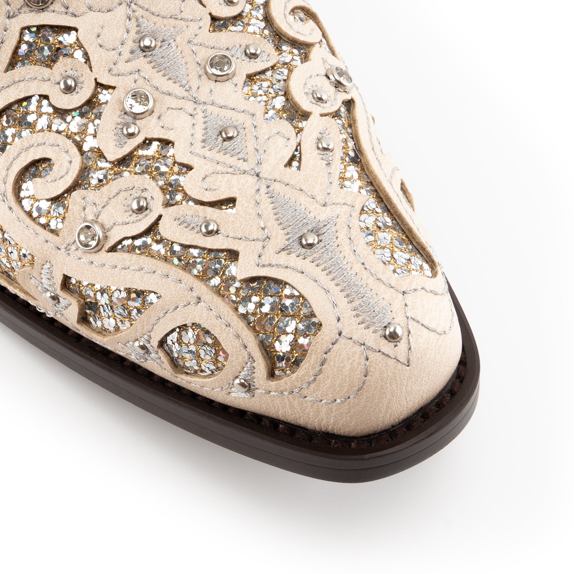 Tuhoomall Cowboy Boots for Women Western Square Toe Mid Calf White Cowgirl Boots Rhinestone Chunky Wedding