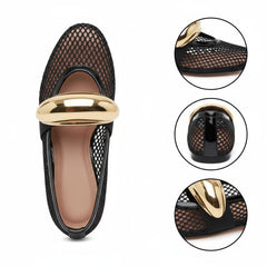 Tuhoomall Ballet Flats For Women, Casual Stylish Design, Perfect For Parties And Performances, Metal Buckle & Leather Lining, Comfortable Rubber Sole