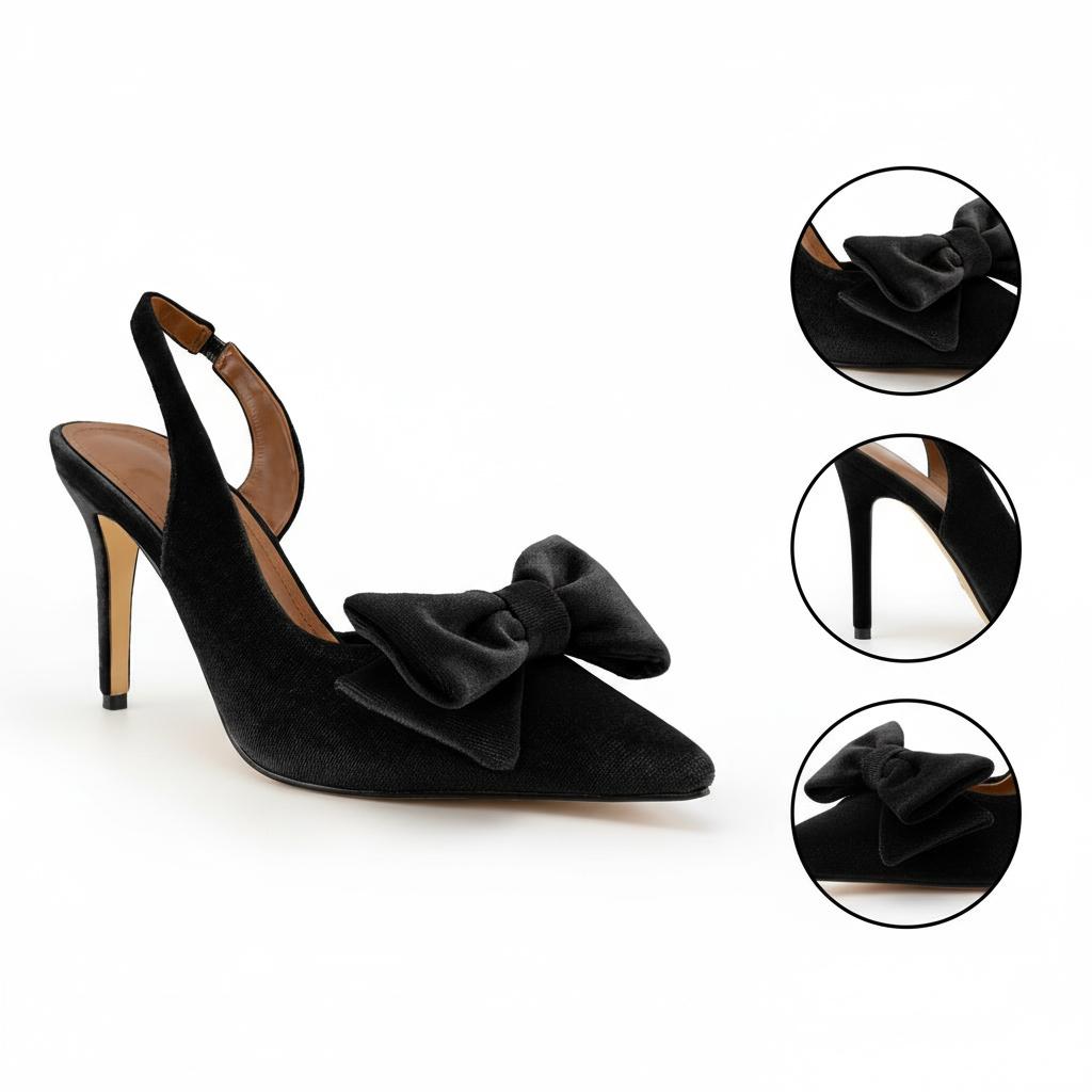 Tuhoomall Stylish High Heel Sandals With Bow, Pointed Toe, Slip-On Design For Parties, Performances, Fashion Casual Wear, 3.1in Stiletto Heel Tuhoomall