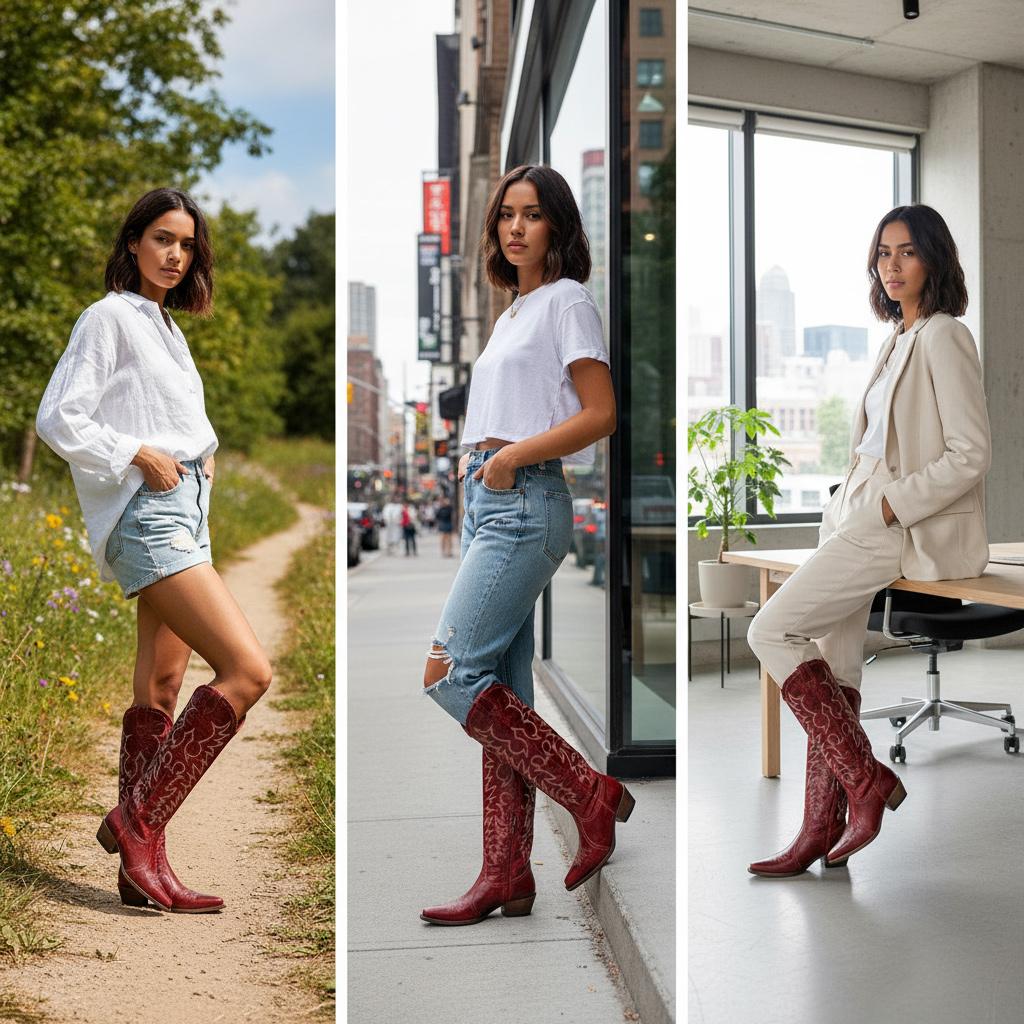 Tuhoomall Western Style Ankle Boots with Snip Toe, 1.75 in Heel, Casual Fashion, Embroidered Details, Perfect for All Seasons Tuhoomall