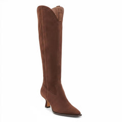 Tuhoomall Stylish Knee-High Boots for Women, Comfortable Cat Heel with Zipper Closure, Classic Solid Color for Casual, Business, and Travel