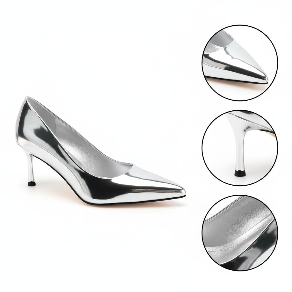 Tuhoomall High Heel Sandals for Women - Elegant Pointed Toe Leather Flats for Office, Parties & Casual Wear - Summer 2-Inch Mid Heel Tuhoomall