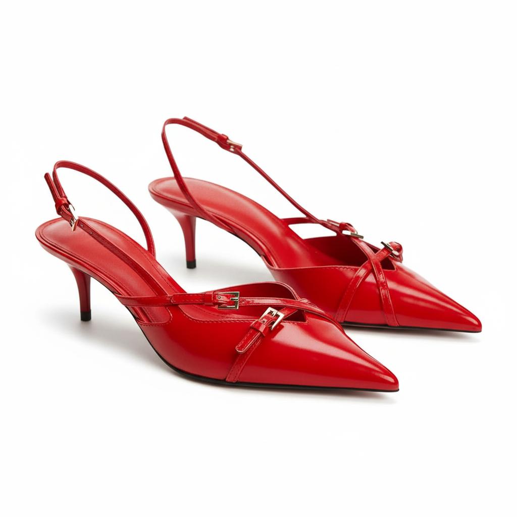 Tuhoomall High Heel Sandals for Women, Stylish Pointed Toe Low Heel, Double Buckle Open Back Design for Casual and Formal Occasions Tuhoomall