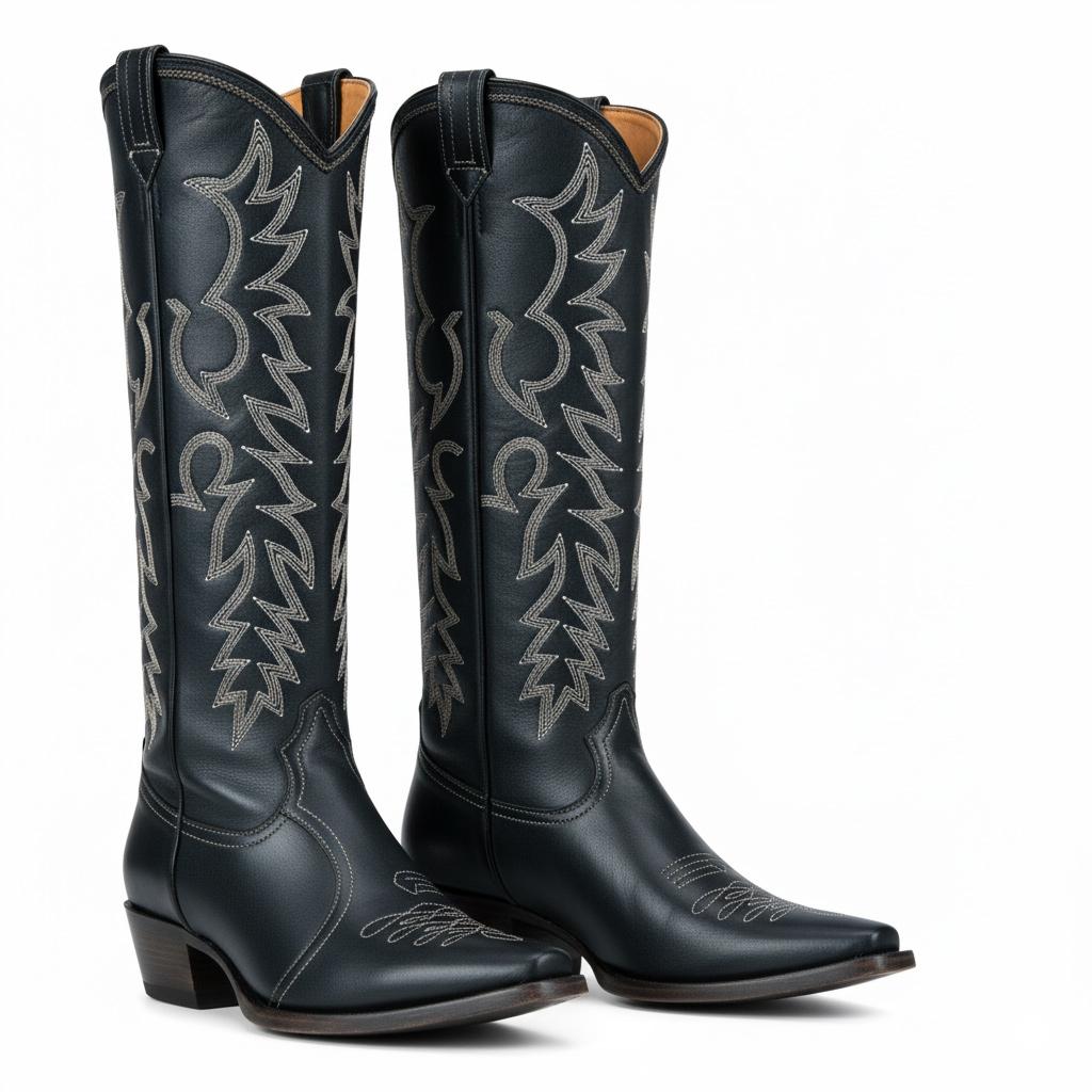 Tuhoomall Western Style Ankle Boots with Snip Toe, 1.75 in Heel, Casual Fashion, Embroidered Details, Perfect for All Seasons Tuhoomall