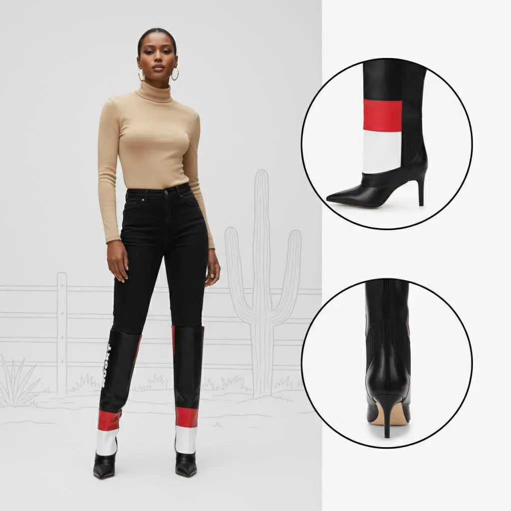 Tuhoomall Over-The-Knee Fashion Boots for Women, High Heels with Chain Detail, Stylish Casual Performance Footwear Tuhoomall