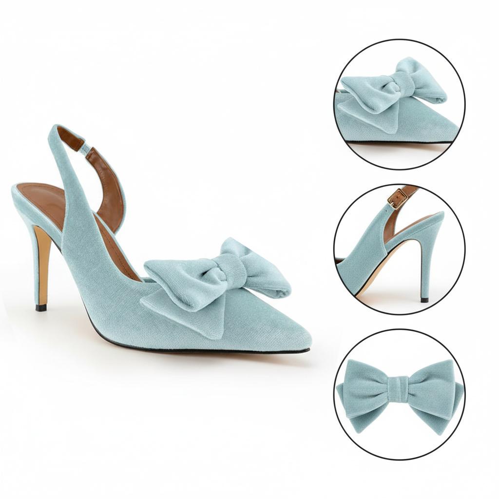 Tuhoomall Stylish High Heel Sandals With Bow, Pointed Toe, Slip-On Design For Parties, Performances, Fashion Casual Wear, 3.1in Stiletto Heel Tuhoomall