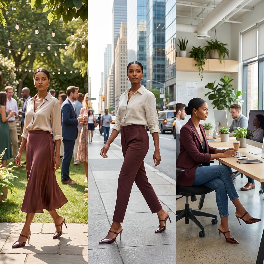 Tuhoomall Fashion High Heel Slip-On Shoes, Pointed Toe, Casual Office Style, Comfortable Suede and Mesh Upper, Rubber Sole, Perfect for Everyday Wear Tuhoomall