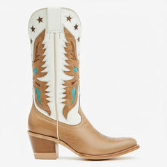Tuhoomall Western Cowboy Boots for Women, Stylish Mid-Calf Chunky Heel, Unique Embroidered Animal Pattern, Perfect for Outdoor Casual Wear Tuhoomall